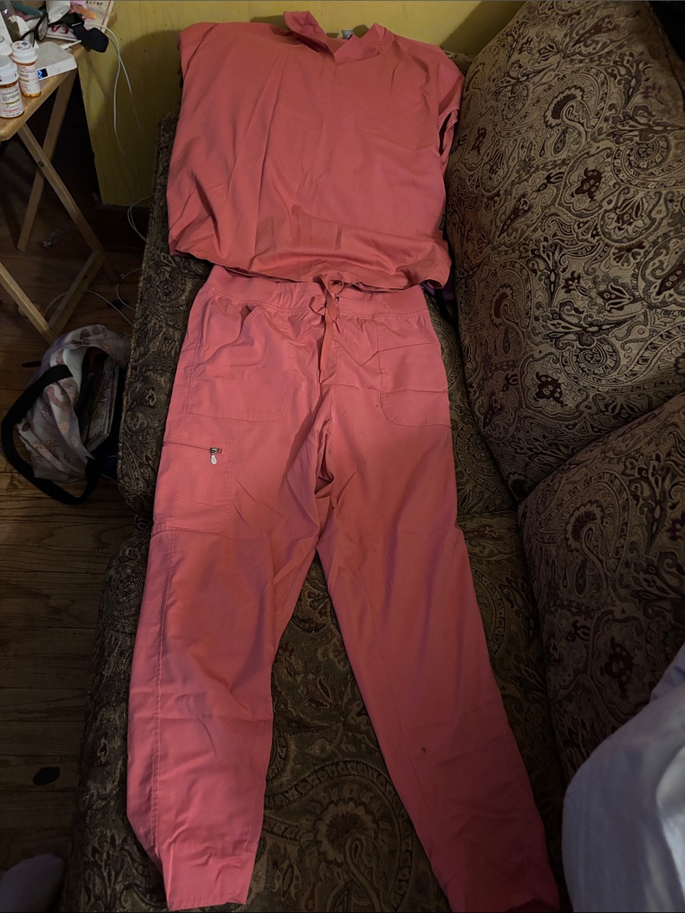 Women's Coral Pink Jogger-Style Scrub Pants NWOT